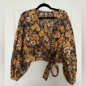Free People Retro Party Playlist Wrap Blouse